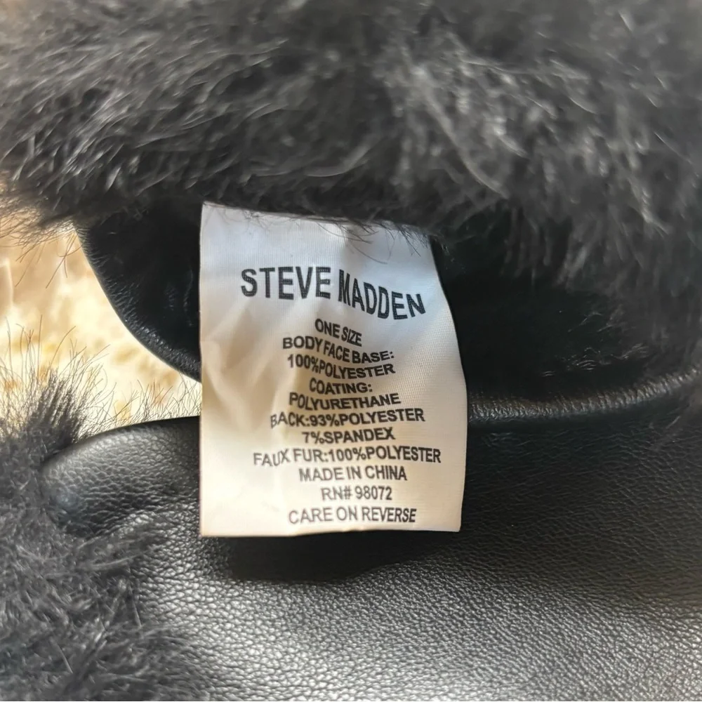 Steve Madden Black Faux Fur Gloves